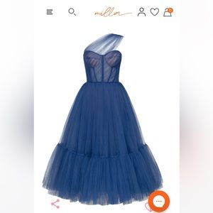 Milla Blue One-Shoulder Cocktail Tulle Dress